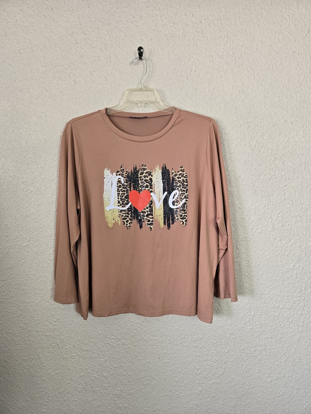 Emery Rose Tan Long Sleeve T-Shirt Plus Size 3XL New #2B2465